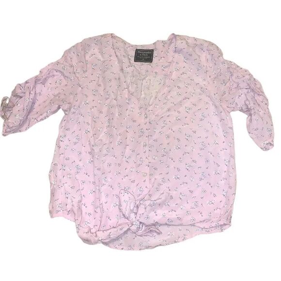 Abercrombie & Fitch Tops - Abercrombie and Fitch pink floral tie front button down blouse Size: XS